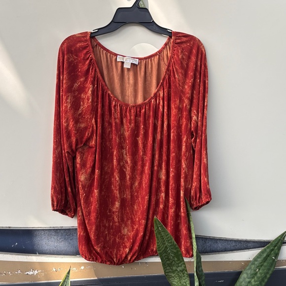 MICHAEL Michael Kors Burnt Orange Velvet Blouse - Picture 1 of 6